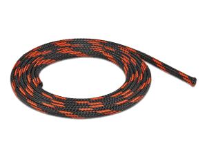 DELOCK Geflechtschlauch dehnbar 2 m x 6 mm schwarz-rot