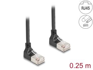 DELOCK RJ45 Netzwerkkabel Cat.6A S/FTP Slim 90° 0,25m schwar
