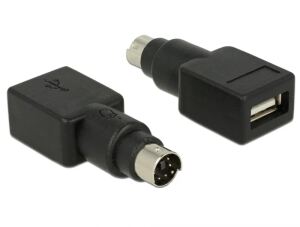 DeLOCK 65898 Kabeladapter PS/2 USB Type-A Schwarz, Edelstahl