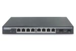 Digitus 8-Port Gigabit PoE Netzwerkswitch, Desktop, L2 managed, 2 Uplinkports, SFP, 86 W, af/at