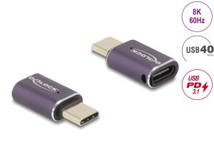 DeLOCK USB Adapter 40 Gbps USB Type-C PD 3.1 240 W Stecker zu Buchse Portschoner 8K 60 Hz Metall