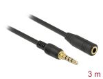DELOCK Verlängerung Klinke 3.5mm 4Pin St > Bu 3.0m schwarz