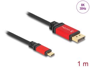 DeLOCK USB Type-C zu DisplayPort Kabel (DP Alt Mode) 8K 30 Hz mit HDR Funktion 1 m rot