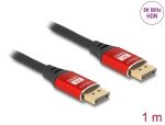 DELOCK DisplayPort Kabel 8K 60Hz 1m rot Metall