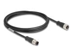 DELOCK M12 Kabel D-kodiert 4 Pin Stecker zu Buchse PVC 2 m