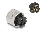 DeLOCK M12 Steckverbinder A-kodiert 3 Pin Buchse zur Montage mit Schraubanschluss 90° gewinkelt Metall