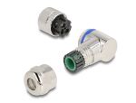DeLOCK M12 Steckverbinder A-kodiert 3 Pin Buchse zur Montage mit Schraubanschluss 90° gewinkelt Metall