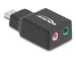 DeLOCK Externe USB Soundkarte mit Type-C™ Stecker auf 2 x 3,5 mm Klinkenbuchse Plug & Play Audio Adapter schwarz