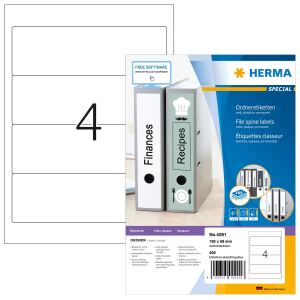 HERMA Ordneretiketten A4 192x59 mm weiß Papier matt blickdicht 400 St.