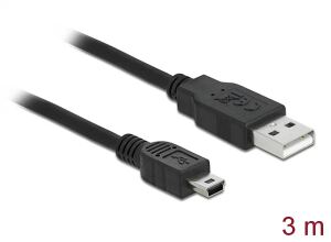 DeLOCK 82311 USB Kabel USB 2.0 3 m USB A Mini-USB B 0,48 Gbit/s Schwarz