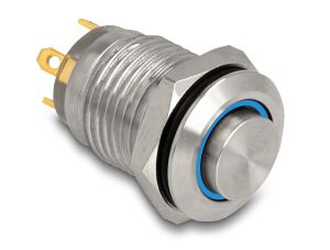 DELOCK Drucktaster zum Einbau 12mm 2xLötanschluss LED Blau