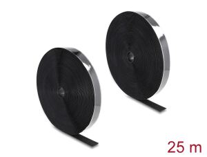 DELOCK Strapazierfähiges Klettband L 25 m x B 25 mm schwarz