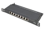 Digitus CAT 6A Slim Patch Panel, geschirmt, 8-Port, 0,5 HE, 10", schwarz