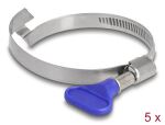 DeLOCK Schlauchschelle Edelstahl 400 mit Brücke linksgängig und Flügelmutter 50 - 65 mm 5 Stück