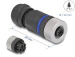 DeLOCK M12 Steckverbinder A-kodiert 4 Pin Buchse zur Montage mit Schraubanschluss