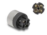 DeLOCK M12 Steckverbinder A-kodiert 4 Pin Buchse zur Montage mit Schraubanschluss