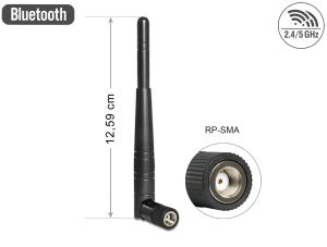DELOCK WL-Antenne RP-SMA 3dBi Kippgelenk schwarz