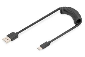 Digitus USB-A - USB-C Spiralkabel, 1m