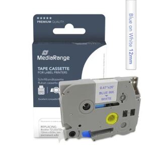 MediaRange Kunststoff-Schriftbandkassette, für/ersetzt Brother® TZ-233/TZe-233, permanent haftend, 12mm, 8m, laminiert, blau auf weiß