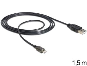 DeLOCK USB 2.0-A - USB micro-B, 1.5m USB Kabel 1,5 m USB A Micro-USB B 0,48 Gbit/s Schwarz