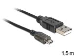 DeLOCK USB 2.0-A - USB micro-B, 1.5m USB Kabel 1,5 m USB A Micro-USB B 0,48 Gbit/s Schwarz