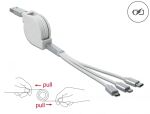 DELOCK USB 3in1 Aufrollkabel 8PIN Micro USB/USB Typ C weiß