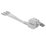 DELOCK USB 3in1 Aufrollkabel 8PIN Micro USBUSB Typ C weiß