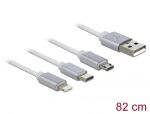 DELOCK USB 3in1 Aufrollkabel 8PIN Micro USBUSB Typ C weiß