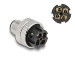 DeLOCK M12 Steckverbinder A-kodiert 4 Pin Stecker zur Montage mit Schraubanschluss 90° gewinkelt Metall