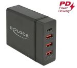 DELOCK USB Ladegerät USB Type-C PD + 3 x USB Typ-A 60W + 12W