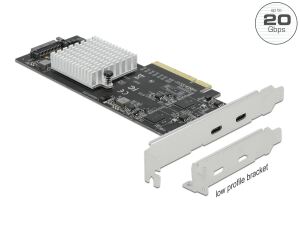 DeLOCK PCI Express x8 Karte zu 2 x extern SuperSpeed USB 20 Gbps (USB 3.2 Gen 2x2) USB Type-C Buchse Dual Channel - Low Profile Formfaktor