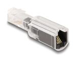 DeLOCK Telefonkabel-Verdrehschutz Adapter RJ10 Stecker zu RJ10 Buchse transparent / schwarz