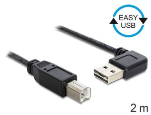 DELOCK Easy USB Kabel A 90 -> B StSt 2.00m schwarz