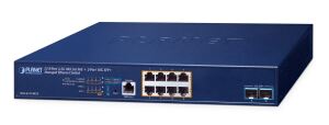 PLANET Layer 3, 8-Port 2.5GBASE-T Managed L3 2.5G Ethernet (100/1000/2500) Power over Ethernet (PoE) 1U Blau