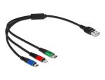 DELOCK USB Ladekabel 3in1 Lightning/MicroUSB/USB Type-C 30cm