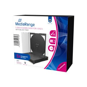 MediaRange BOX31-2 CD-Hülle Schmuckschatulle 2 Disks Schwarz, Transparent