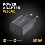 Intenso Power Adapter W30AC, 30W, USB-A und USB-C Anschluss, schwarz