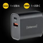 Intenso Power Adapter W30AC, 30W, USB-A und USB-C Anschluss, schwarz