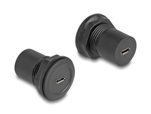 DeLOCK USB 2.0 Typ Micro-B zu USB 2.0 Typ Micro-B Einbaubuchse schwarz