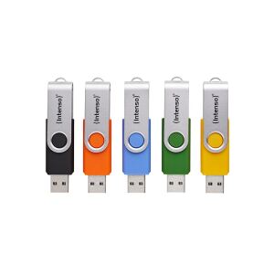 Intenso 5 x USB-Stick Office Line, 64 GB, USB-A, 3.2 Gen 1x1, bunt