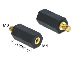 DELOCK Abstandshalter M 4 x M 3,Sechskant,Innen/Außen 20 mm