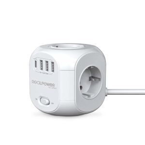 RealPower PowerBox 431 Verlängerungskabel 1,8 m 4 AC-Ausgänge Drinnen Weiß