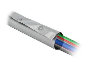 DeLOCK Kabelschutzschlauch mit Knopfverschluss hitzebeständig 2 m x 30 mm grau / schwarz