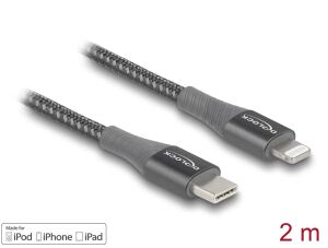 DeLOCK Daten- und Ladekabel USB Type-C zu Lightning für iPhone, iPad und iPod grau 2 m MFi
