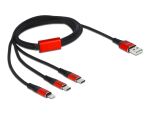 DELOCK USB Ladekabel 3 in 1 Typ-A > Lightning/2x USB...