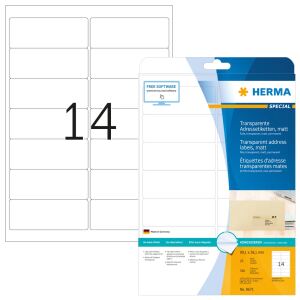 HERMA Adressetiketten transparent matt A4 99.1x38.1 mm runde Ecken Folie 350 St.