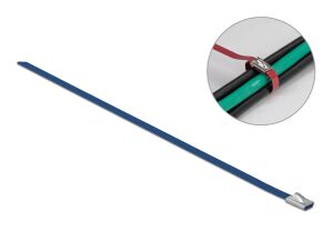DELOCK Edelstahlkabelbinder L 200 x B 4,6 mm blau 10 Stück