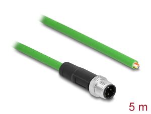 DELOCK NWk M12 4 Pin D-kodiert zu offenen Kabelenden TPU 5 m