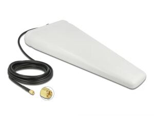 DeLOCK LTE Antenne SMA Stecker 9 - 11 dB direktional mit Anschlusskabel (RG-58, 5 m) weiß outdoor