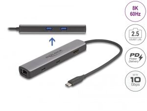DeLOCK USB 40 Gbps USB Type-C Dockingstation 8K - HDMI / USB 10 Gbps / 2,5 Gigabit LAN / PD 3.0 100 W